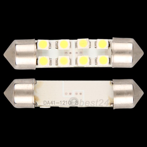 42mm 8 SMD LED Dome Festoon License Plate Interior Light Bulbs L